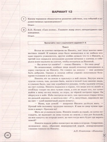 ВПР Литература 5 класс. Типовые задания. 25 вариантов. ФИОКО СТАТГРАД. ФГОС Новый