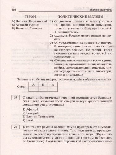 ЕГЭ. Литература 11 класс. Тематический тренинг: от текста к смыслу.