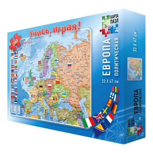 Карта-пазл. Европа политическая. 260 деталей. 33х47 см.