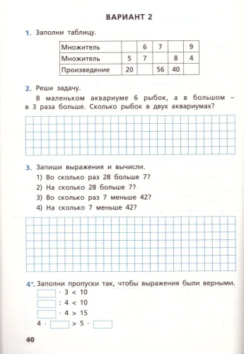 Математика 3 класс. Самостоятельные и контрольные работы. УМК Моро. ФГОС