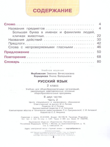 Русский язык 2 класс. Учебник. Комплект в 2-х частях. ФГОС ОВЗ. Часть 2