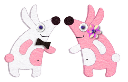 Набор для значков "2 зайчика" (фетр)