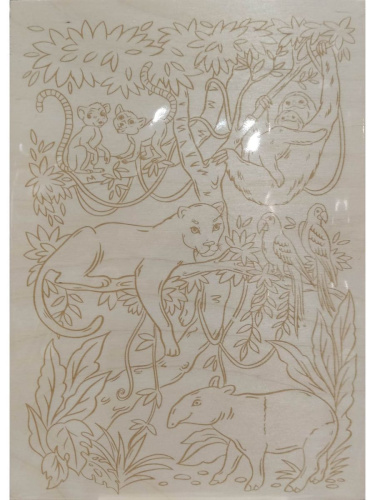 Выжигание. Доска для выжигания 1 шт "Животные джунглей" А4 (европодвес) (Десятое королевств