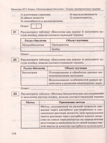 Биология 11 класс. Раздел "Молекулярная биология" Теория, тренировочные задания