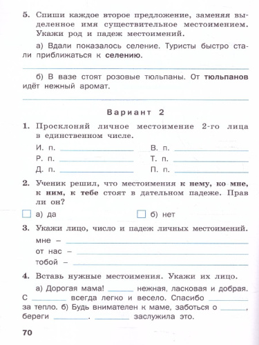 Русский язык 4 класс. Проверочные работы