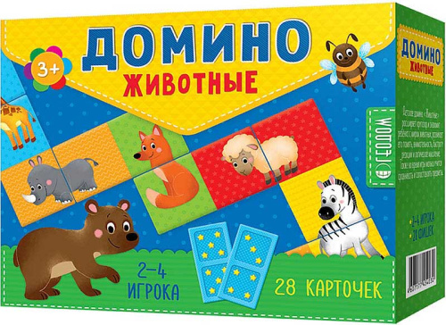 Домино. Животные. 28 фишек (двухсторонние)
