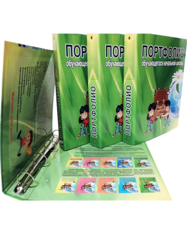 Папка для Портфолио обучающегося нач. школы. Цветная, твердая, ламинированная, на кольцах.