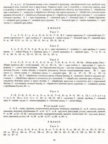 Трудовое обучение. Швейное дело. 5-9 класс КИМы, вариативные тестовые задания (для VII-VIII вида)