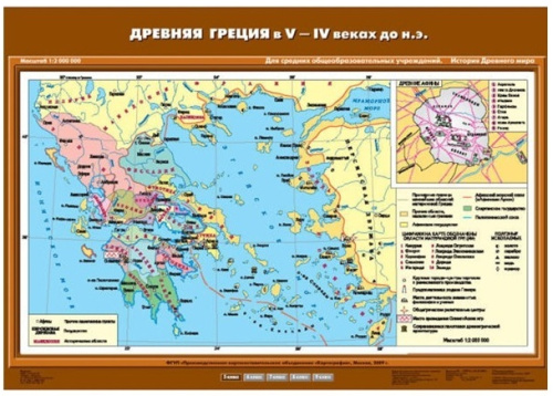 Карта Древняя Греция в V-IV вв. до н.э. История 5 класс