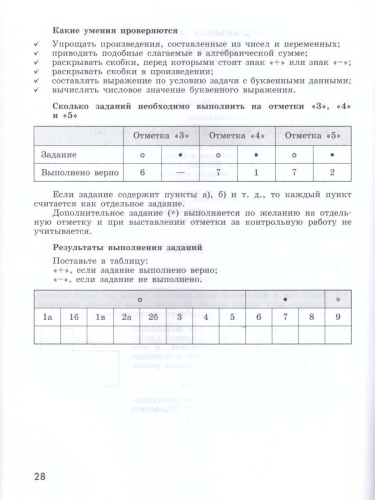 Алгебра 7 класс. Контрольные работы