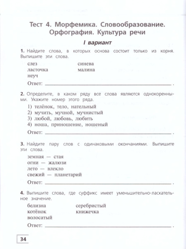 Русский язык 6 класс. Тематический контроль