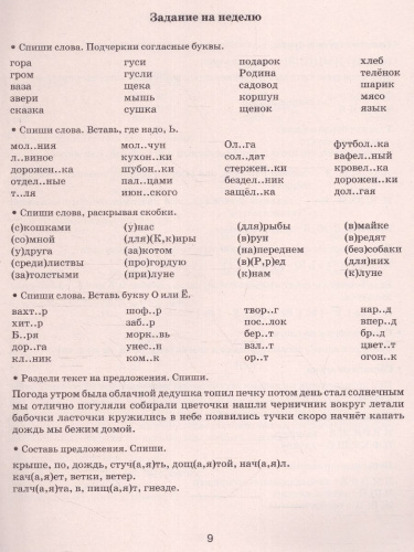 Летние задания по русскому языку для повторения и закрепления учебного материала 1 класс