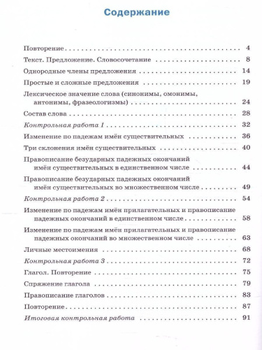 Русский язык 4 класс. Проверочные работы