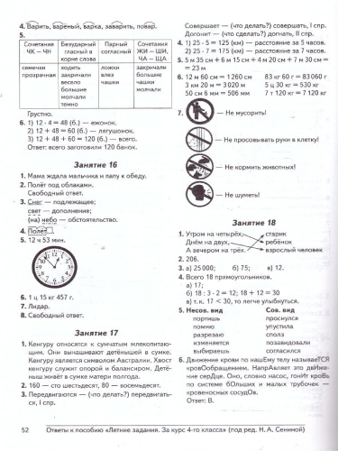 Летние задания за курс 4 класса. ФГОС
