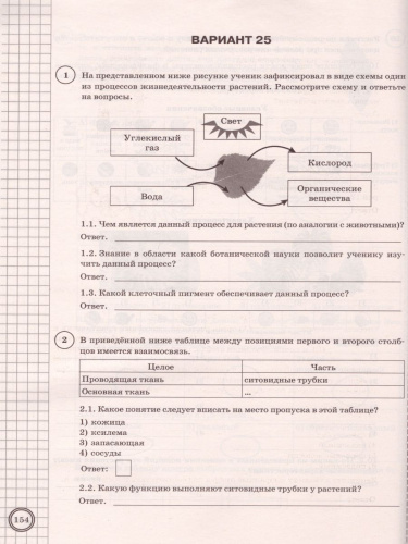 ВПР Биология 6 класс 25 вариантов. Типовые задания. ФГОС