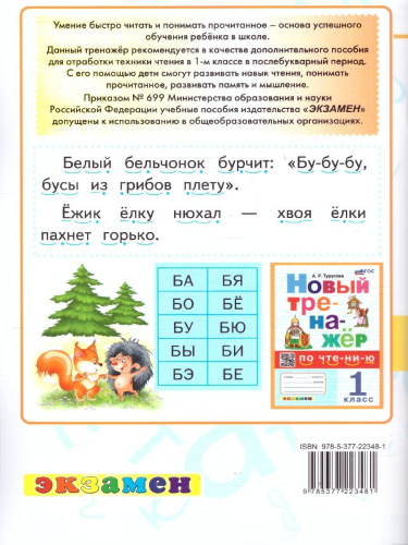 Чтение 1 класс. Тренажер. Послебукварный период. ФГОС Новый