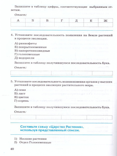 Биология 6 класс. Растения. Контрольно-проверочные работы по учебнику Пономаревой И.Н.