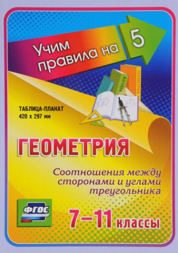 Геометрия 7-11 класс. Соотношения между сторонами и углами треугольника. Таблица-плакат