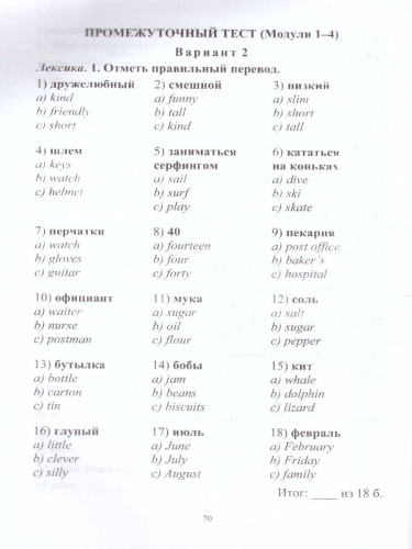 Английский язык 4 класс: поурочный тематический контроль. УМК Н. И. Быковой, Д. Дули, М. Д. Поспеловой, В. Эванс