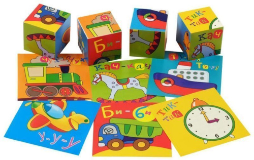 Умные кубики в поддончике 4 штуки. Что как звучит?