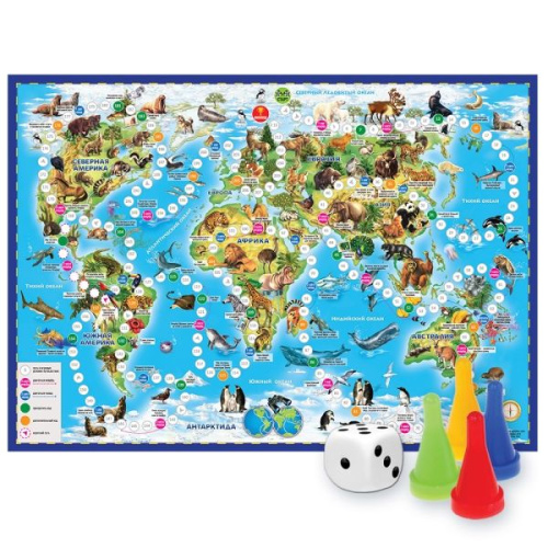 Игра-ходилка с фишками. Животный мир Земли. 59х42 см