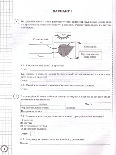 ВПР Биология 6 класс. 10 вариантов ФИОКО СТАТГРАД ТЗ ФГОС