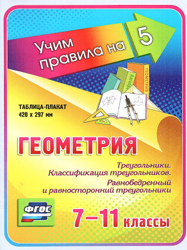 Геометрия 7-11 класс. Треугольники. Классификация треугольников. Таблица-плакат