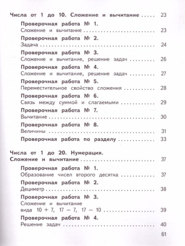 Математика 1 класс Предварительный, текущий, итоговый контроль. УМК "Школа России"