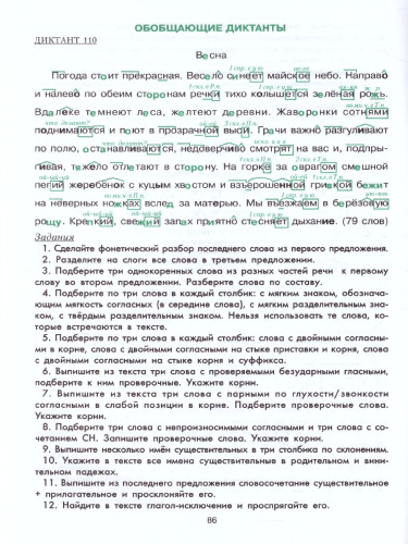 Сборник диктантов по русскому языку для начальных классов