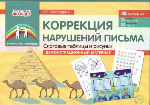 Коррекция нарушений письма Слоговые таблицы и рисунки Демонстрационный материал