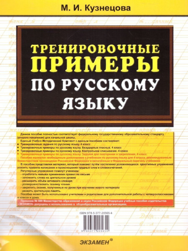 Тренировочные примеры по русскому языку 4 класс. Повторение