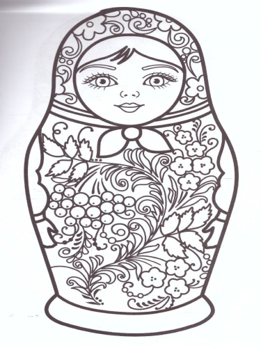 Раскраска Матрешки "Хохломская роспись"