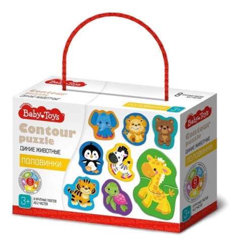 Пазлы контурные Половинки Дикие животные Baby Toys