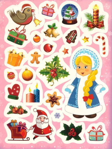 Наклейки 100 зимних наклеек (лиловая) (Росмэн)