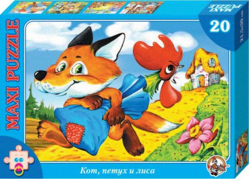 Пазлы макси "Кот, петух и лиса" 20 элементов