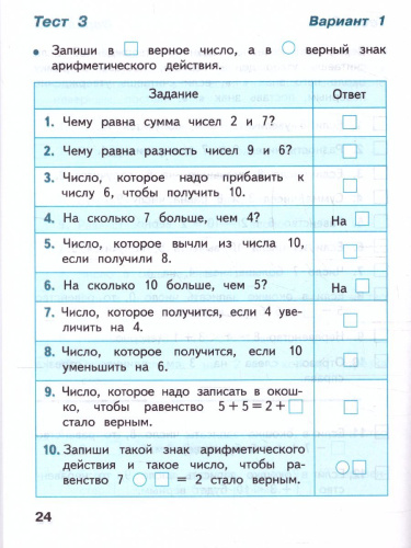 Математика 1 класс. Тесты. УМК "Школа России" (ФП2022)