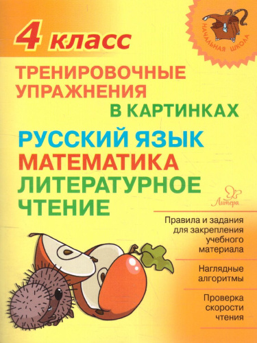 Начальная школа. Тренировочные упражнения в картинках. Русский язык, Математика, Литературное чтение 4 класс