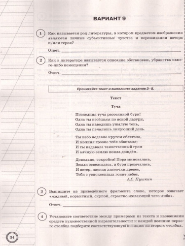 ВПР Литература 7 класс. Типовые задания. 10 вариантов. ФИОКО СТАТГРАД. ФГОС Новый