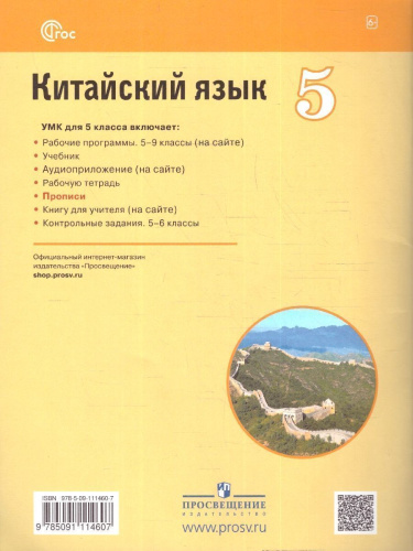 Китайский язык 5 класс. Второй иностранный. Прописи