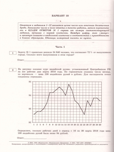ЕГЭ 2021. Математика. 20 вариантов. Базовый и профильный уровни. Типовые экзаменационные варианты