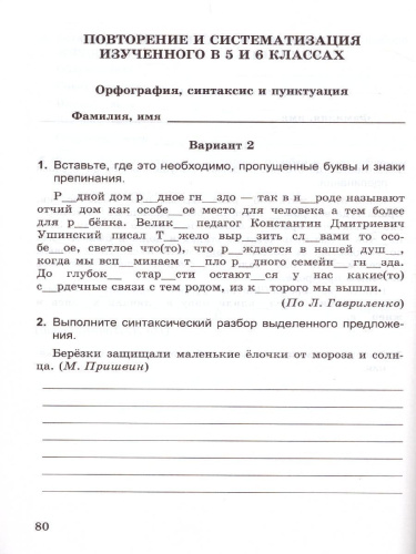 Русский язык 6 класс. Самостоятельные работы. ФГОС