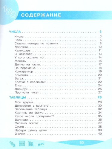 Работа с информацией 1 класс. Числа, таблицы, диаграммы. ФГОС
