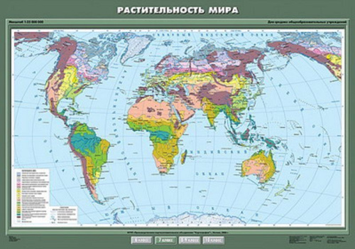 Карта География 7 кл. Растительность мира (100х140) (Спектр-М)