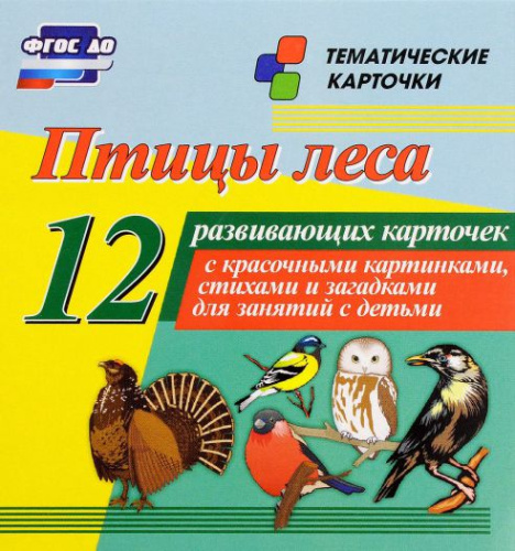 Птицы леса: 12 карточек для занятий с детьми