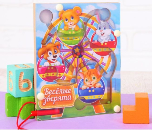 Лабиринт магнитный малый "Веселые зверята"