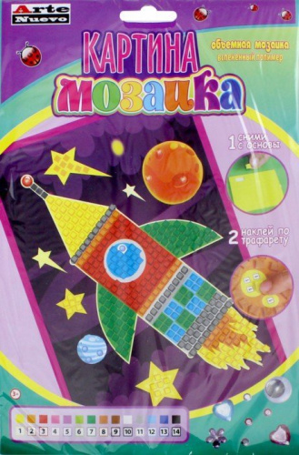 Картина мозаика "Ракета", объемная мозаика из EVA