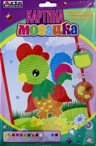 Картина мозаика "Петушок", объемная мозаика из EVA