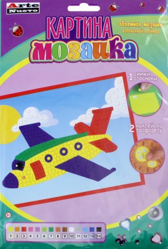 Картина мозаика "Самолет", объемная мозаика из EVA