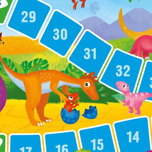 Игра-ходилка с фишками для малышей. Динозавры. 29,5х42 см.