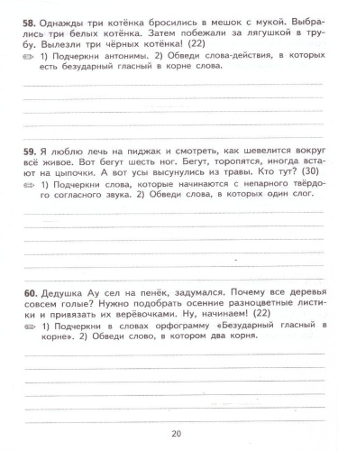 Русский язык 2 класс. Тренировочные примеры. Контрольное списывание